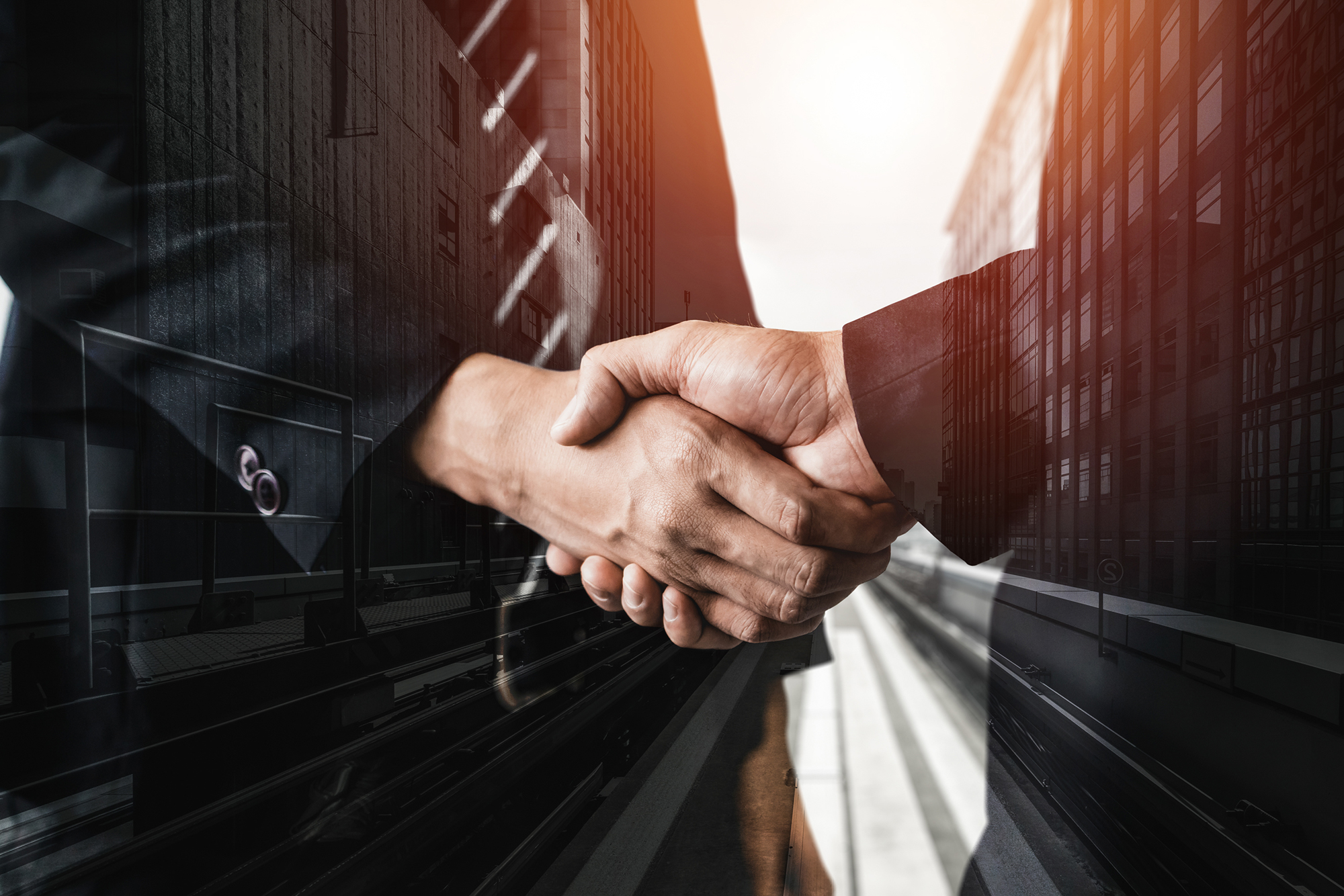 Double Exposure Image of Business and Finance